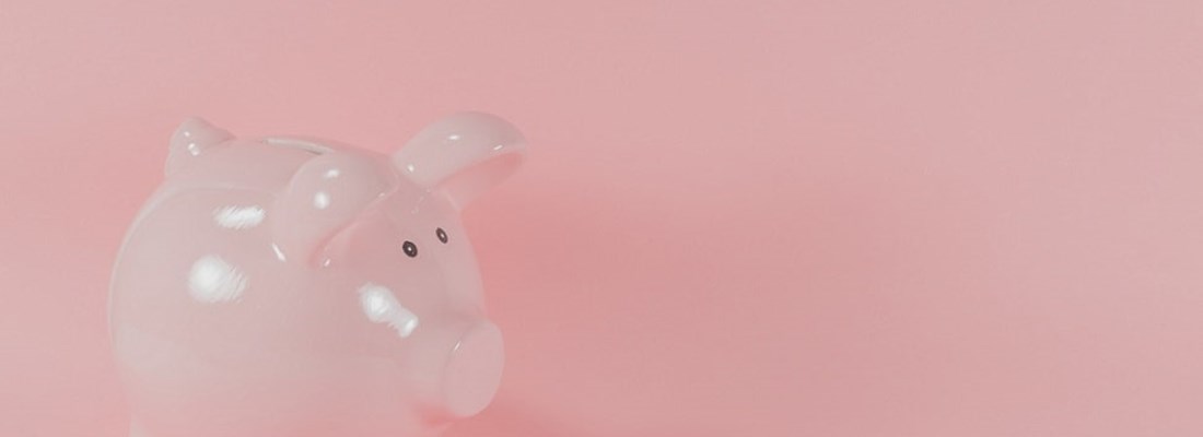 Pink piggy bank on a pink background.