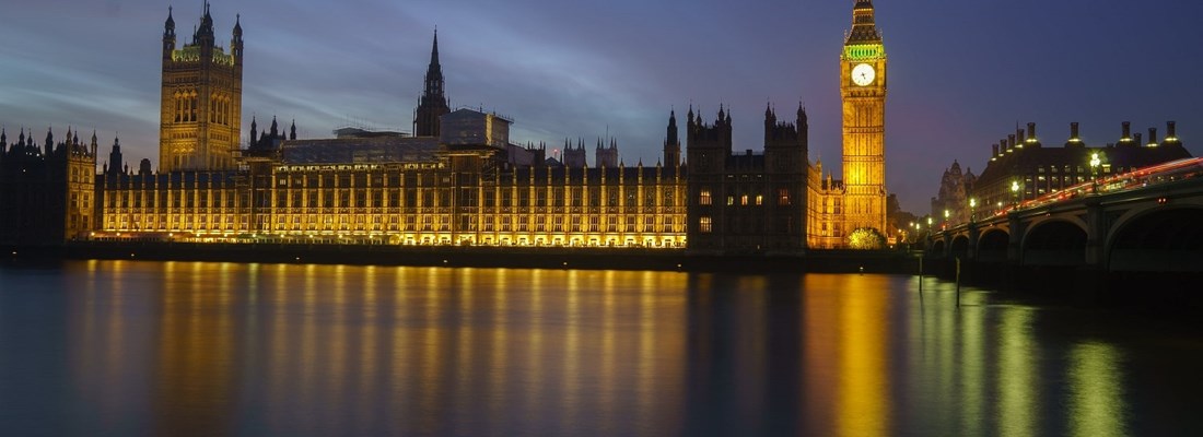 Westminster Palace at night.