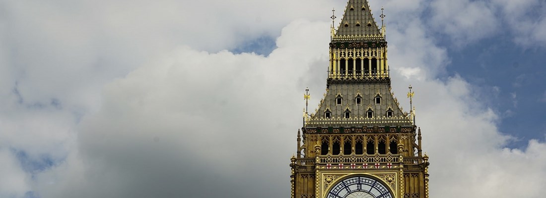 Big Ben against a cloudy sky.